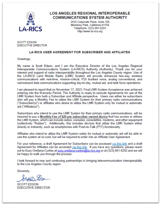 User Agreements | LA-RICS – Los Angeles Regional Interoperable ...